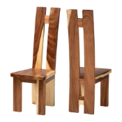 bali & pari Lin Suar Wood Dining Chair Set of 2 - Handcrafted Solid Wood Chair with Natural Grain Pattern, Rustic Modern Accent Seating for Dining Room or Kitchen
